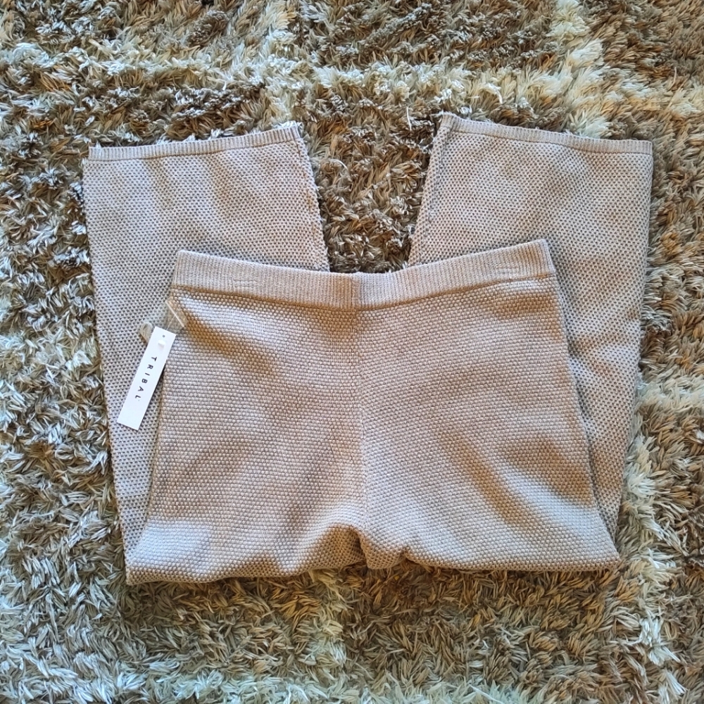 NWT Tribal Cropped Knit Lounge Pants Cream - Picture 3 of 5